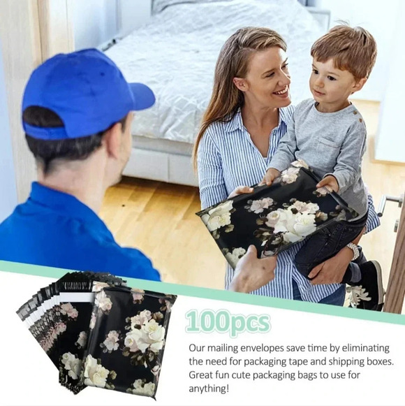 10X13 (100 Pack) Floral Pattern Poly Mailer Envelope Plastic Custom Mailing - Picture 6 of 6